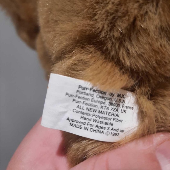 ADORABLE VINTAGE ORANGE TABBY CAT PLUSH PURR-FECTION BY MJC 1992 MINT CONDITION - Picture 5 of 5